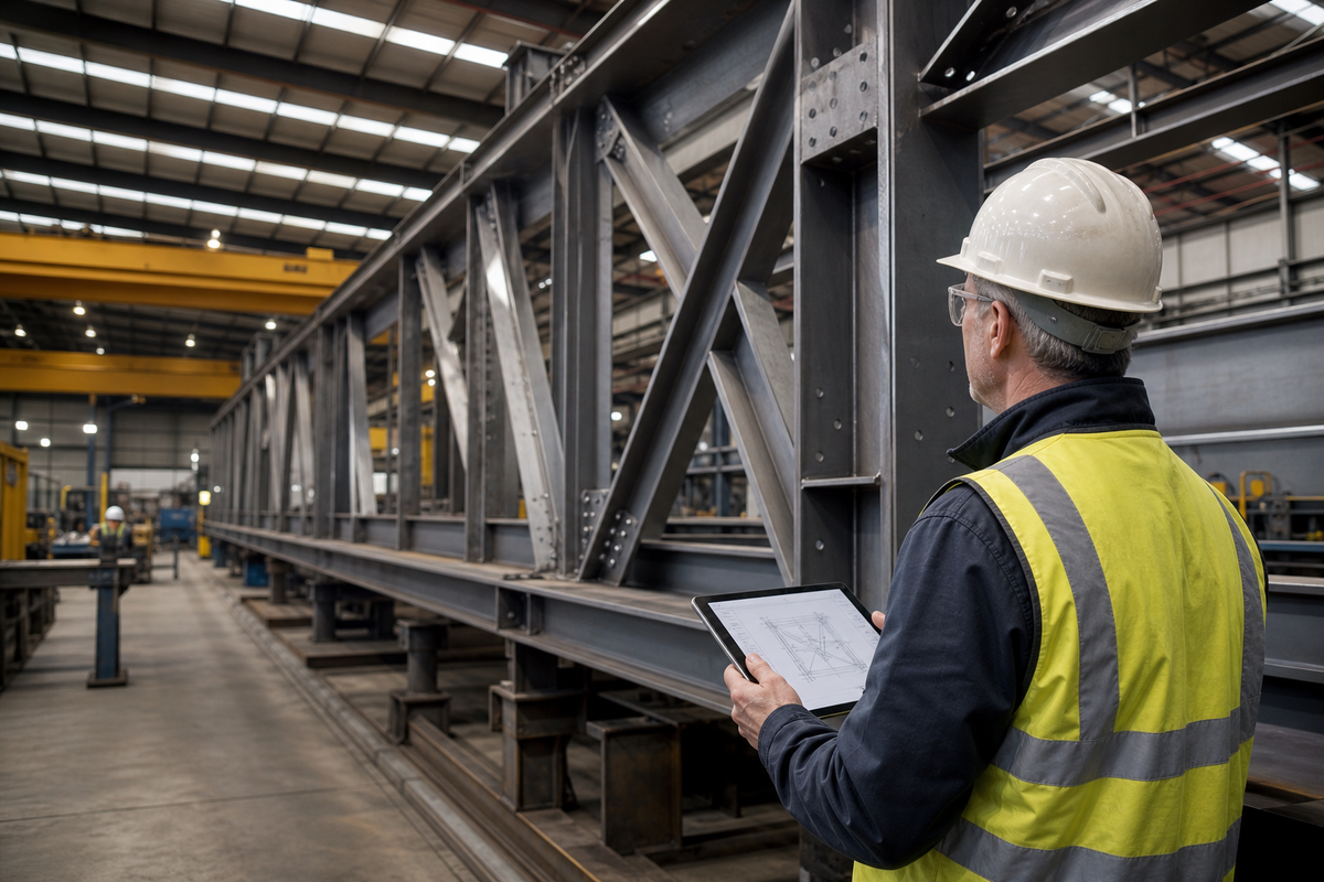 Structural engineer inspecting steel framework — KHODAK Metal Solution About Us
