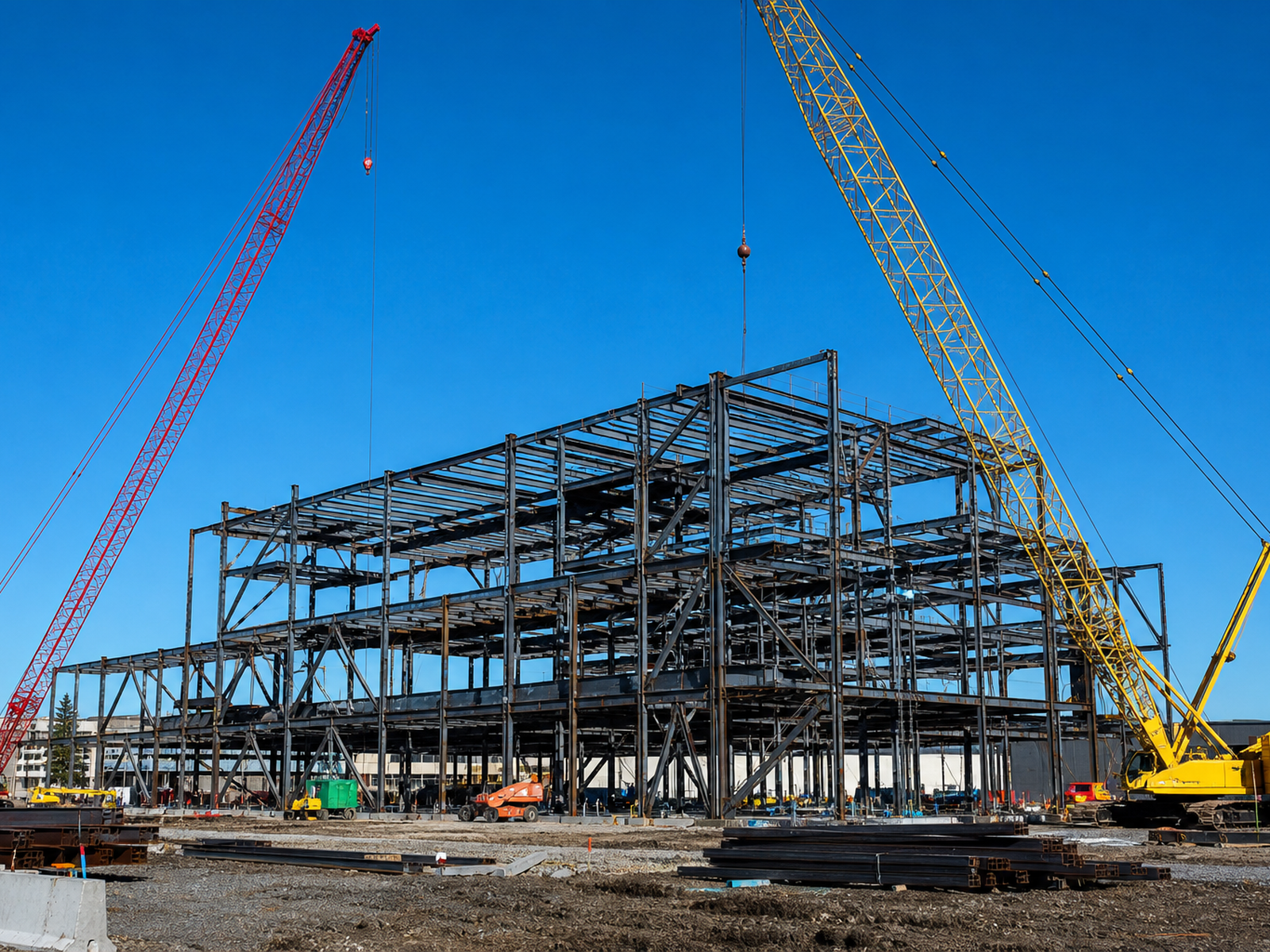 Heavy industrial steel frame installation — structural welding Poole